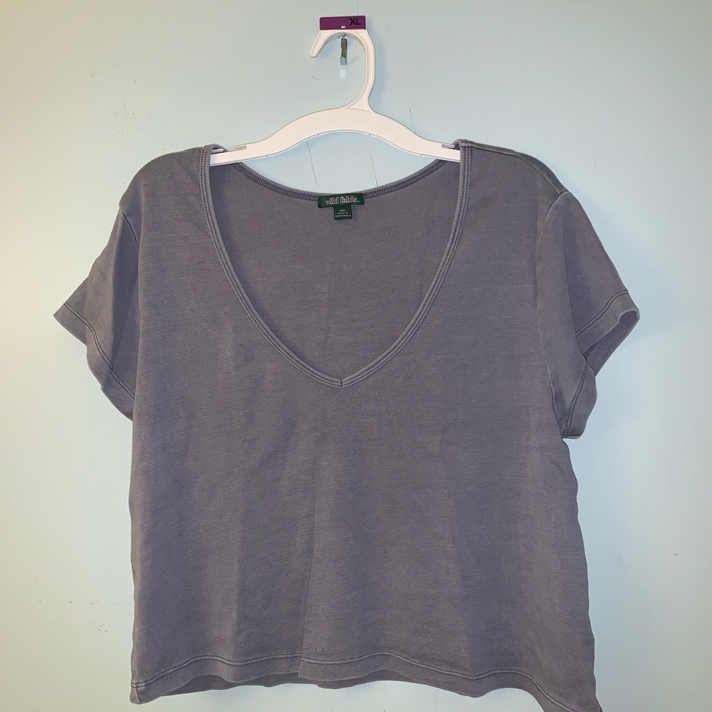 Bluish grey v-neck top
